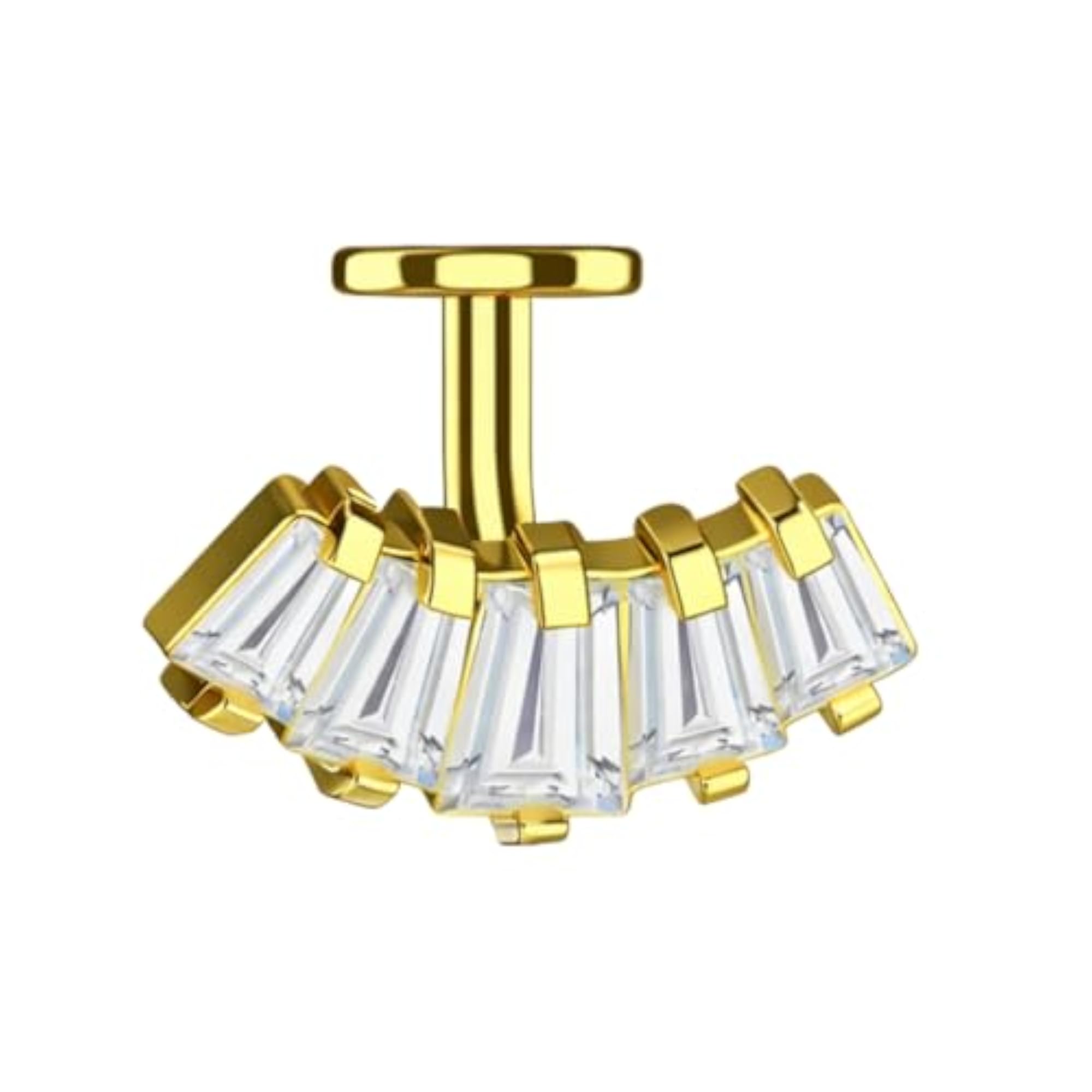 G23 Titanium Crown CZ Belly Button Ring, Gold